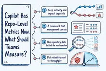 Illustrated infographic summarizing: Copilot Has Repo-Level Metrics Now. What Should Teams Measure?