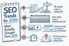 Illustrated infographic summarizing: SEO Trends for 2026: What Actually Changed Since 2024