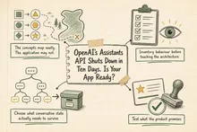 Illustrated infographic summarizing: OpenAI’s Assistants API Shuts Down in Ten Days. Is Your App Ready?