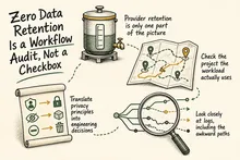 Illustrated infographic summarizing: Zero Data Retention Is a Workflow Audit, Not a Checkbox
