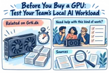 Illustrated infographic summarizing: Before You Buy a GPU: Test Your Team’s Local AI Workload