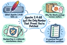 Illustrated infographic summarizing: Apache 2.4.68 Isn’t the Only Number That Proves You’re Patched