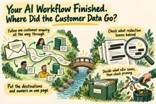 Illustrated infographic summarizing: Your AI Workflow Finished. Where Did the Customer Data Go?