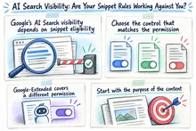 Illustrated infographic summarizing: AI Search Visibility: Are Your Snippet Rules Working Against You?