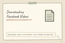 Illustrated infographic summarizing: Downloading Facebook Videos